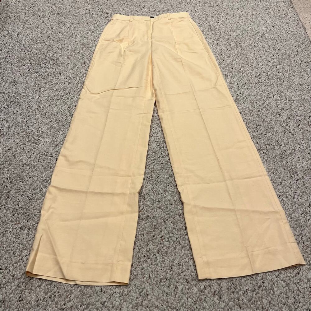 J Crew Essential wide-leg pant in Gramercy linen blend 0 Tall Preppy Candlelight